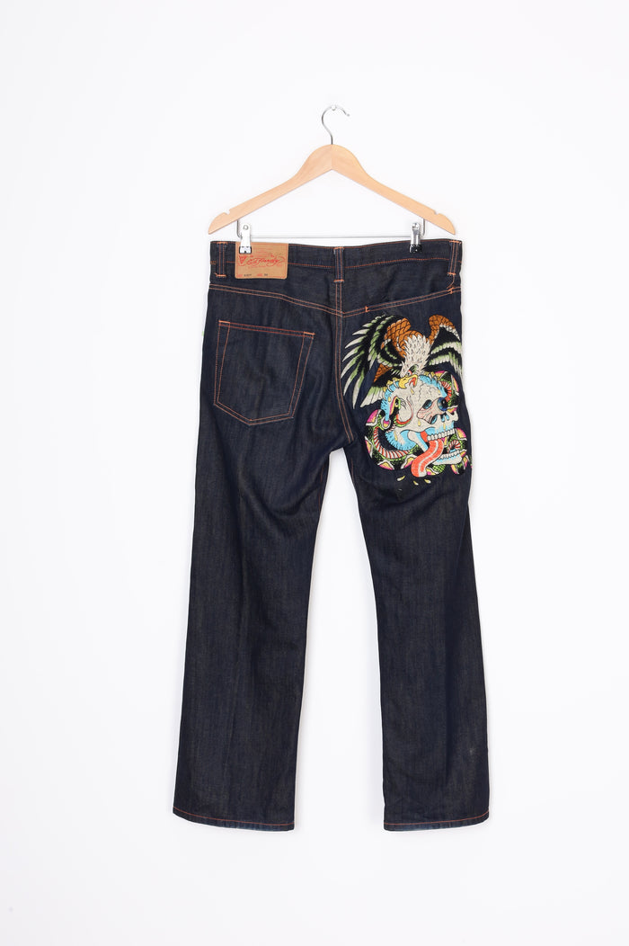 Ed Hardy Mens Blue Jeans Size W 36