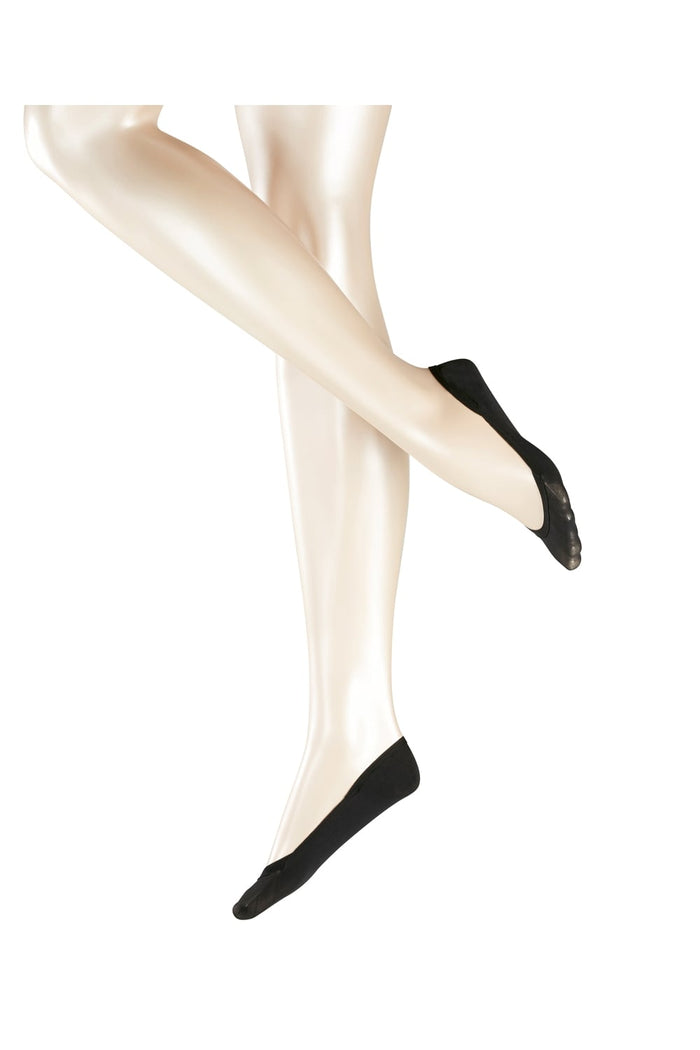 Black footlet socks on a white background