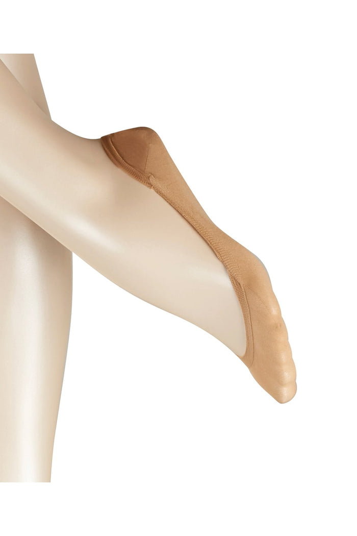 Powder coloured footlet sock on a mannequin foot against a white background