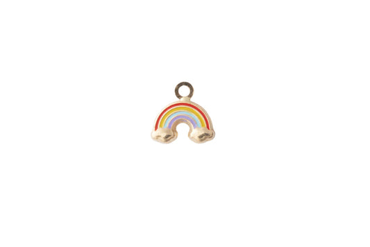 Enamel Rainbow Charm, 14k Solid Yellow Gold