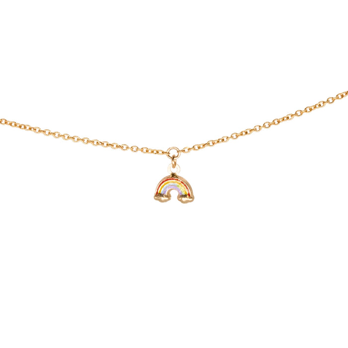 Enamel Rainbow Charm, 14k Solid Yellow Gold