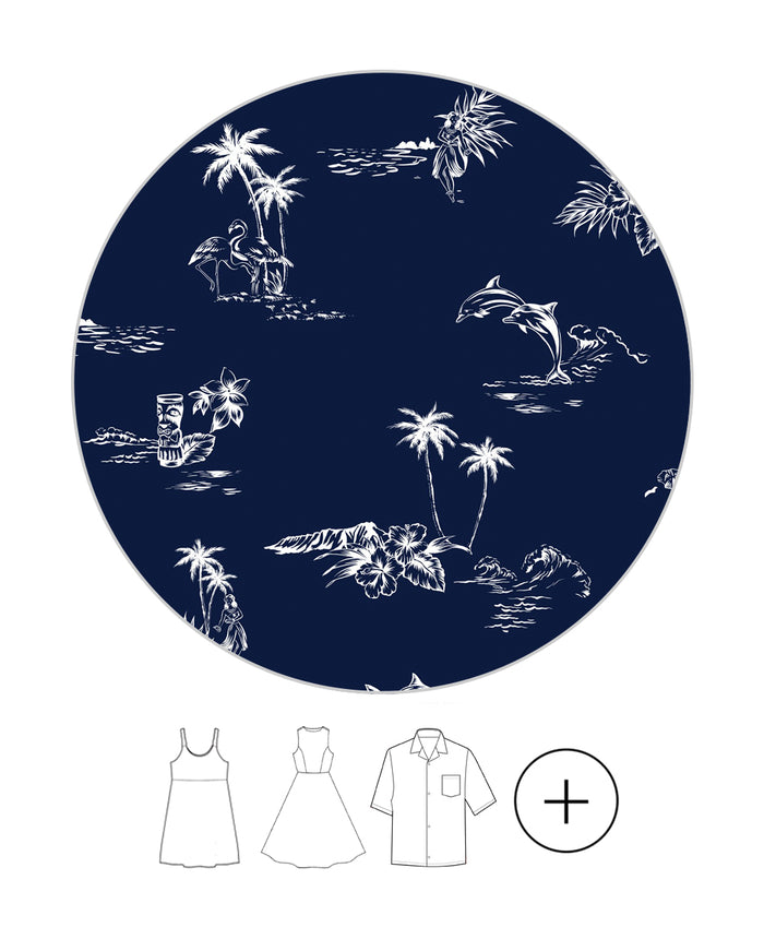 Father Daughter Set in Classic Map Navy