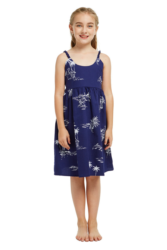 Father Daughter Set in Classic Map Navy