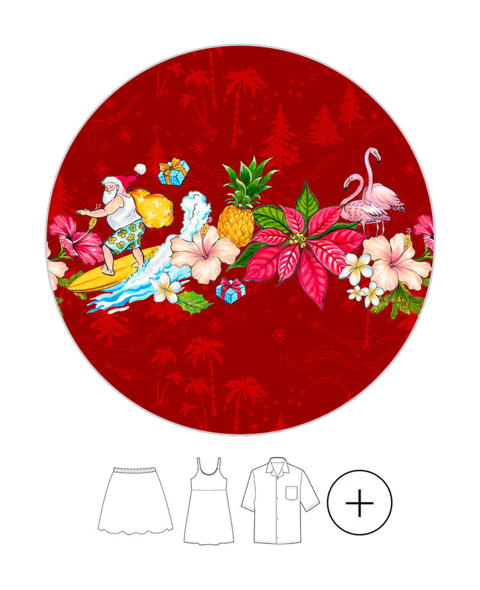 Father Daughter Set in Cross Santa Red