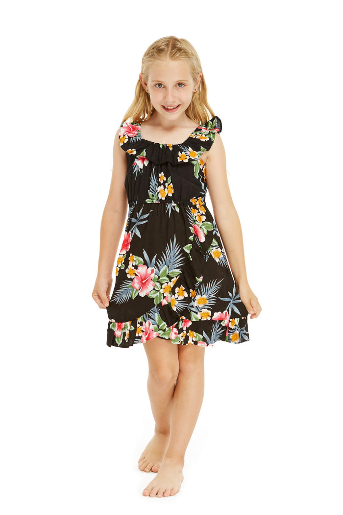Father Daughter Set in Hibiscus Black