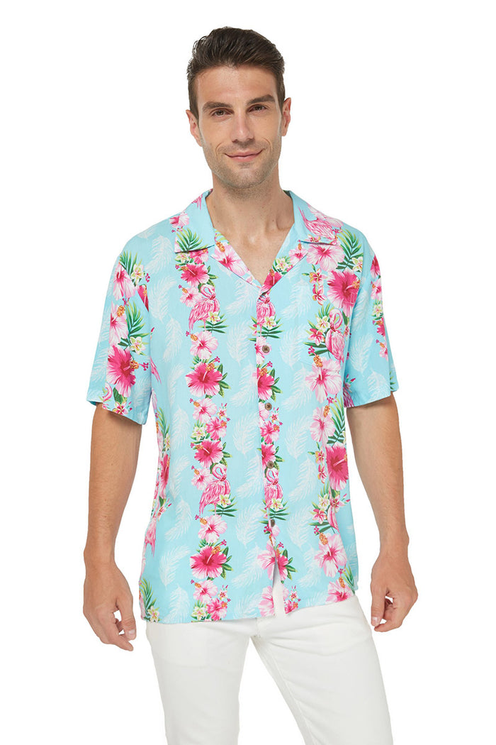 Father Daughter Set in Pink Hibiscus Vine Turquoise