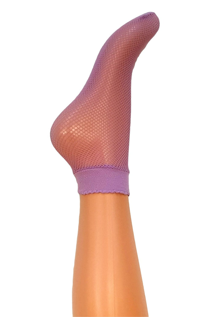Pink Fishnet ankle socks  on a white background