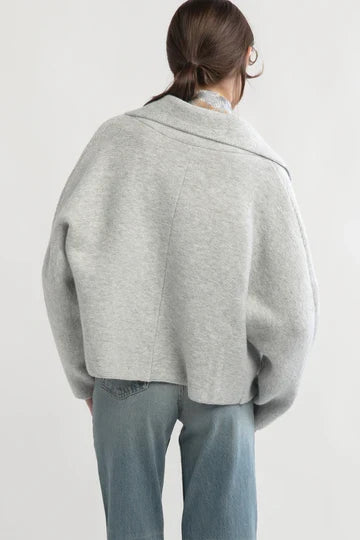 Flap Collar Cardigan in Light Grey - Madison's Niche