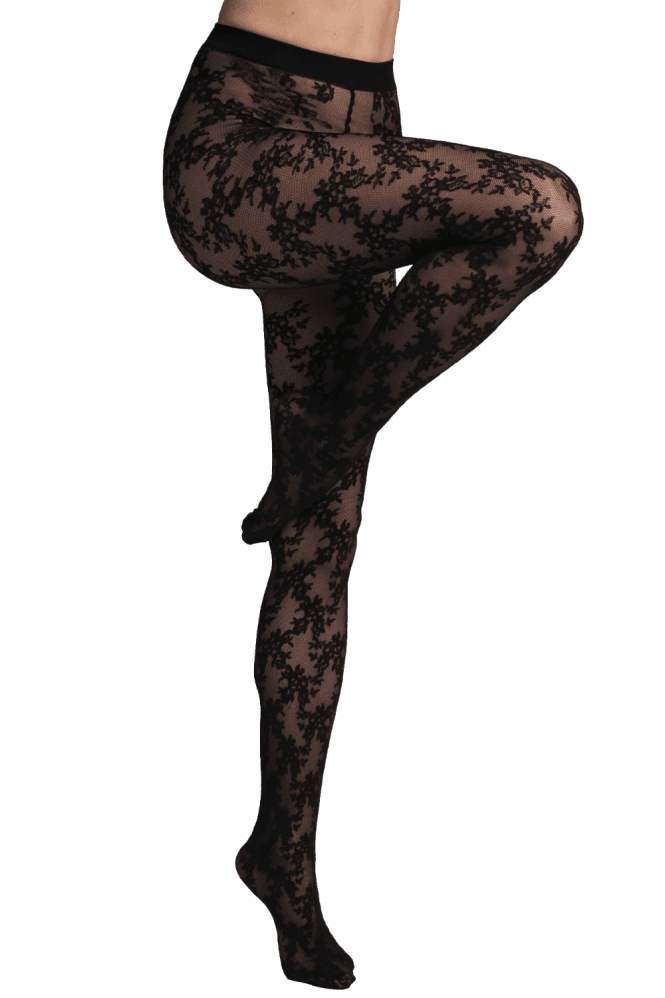 floral design tights by andrea bucci  on a check grey background