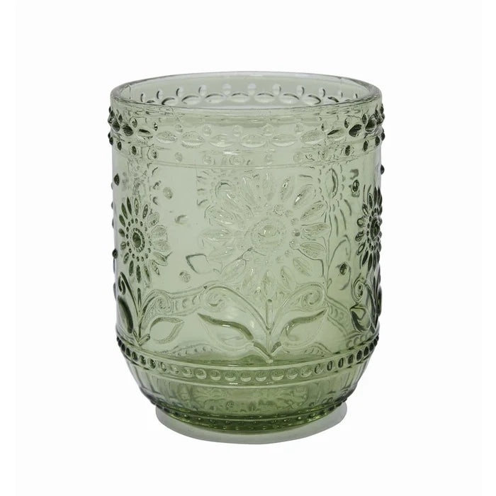 Floral Embossed Drinking Glass - Madison's Niche