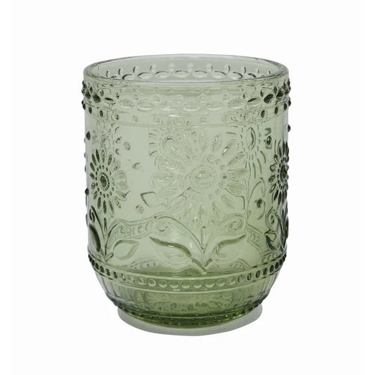 Floral Embossed Drinking Glass - Madison's Niche