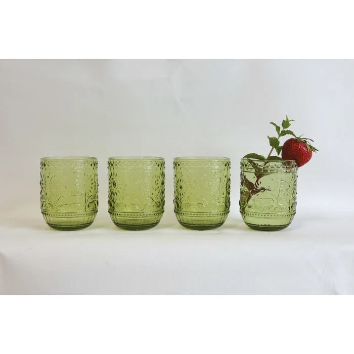Floral Embossed Drinking Glass - Madison's Niche