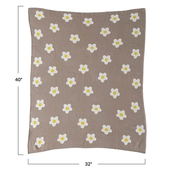 Flower Knit Baby Blanket - Madison's Niche