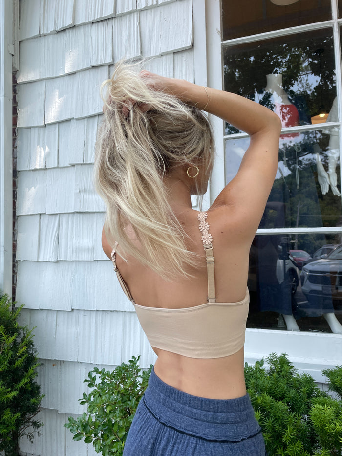 Flower Strap Bralette in Nude - Madison's Niche