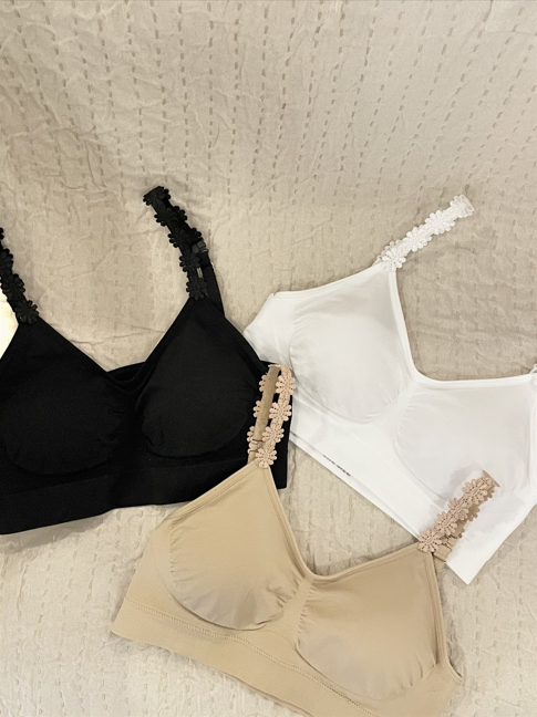 Flower Strap Bralette in White - Madison's Niche