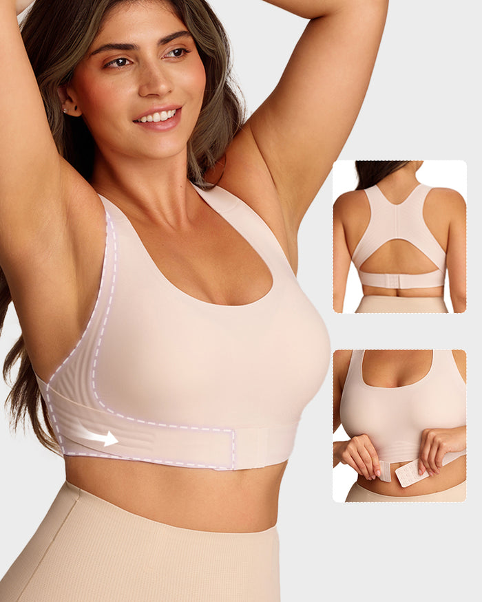 Front Closure Cross-Back Wireless Posture Bra
