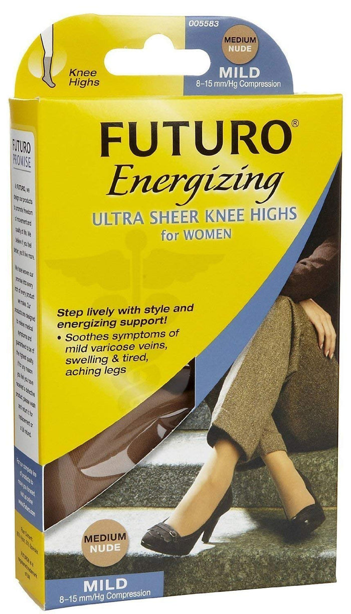 Futuro 71014NEN Ultra Sheer Knee Highs for Women, Box of 12