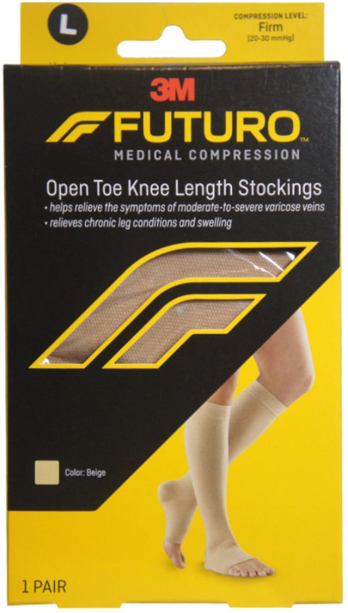 Futuro 71050EN Therapeutic Open Toe Knee Length Stockings, 1 Each