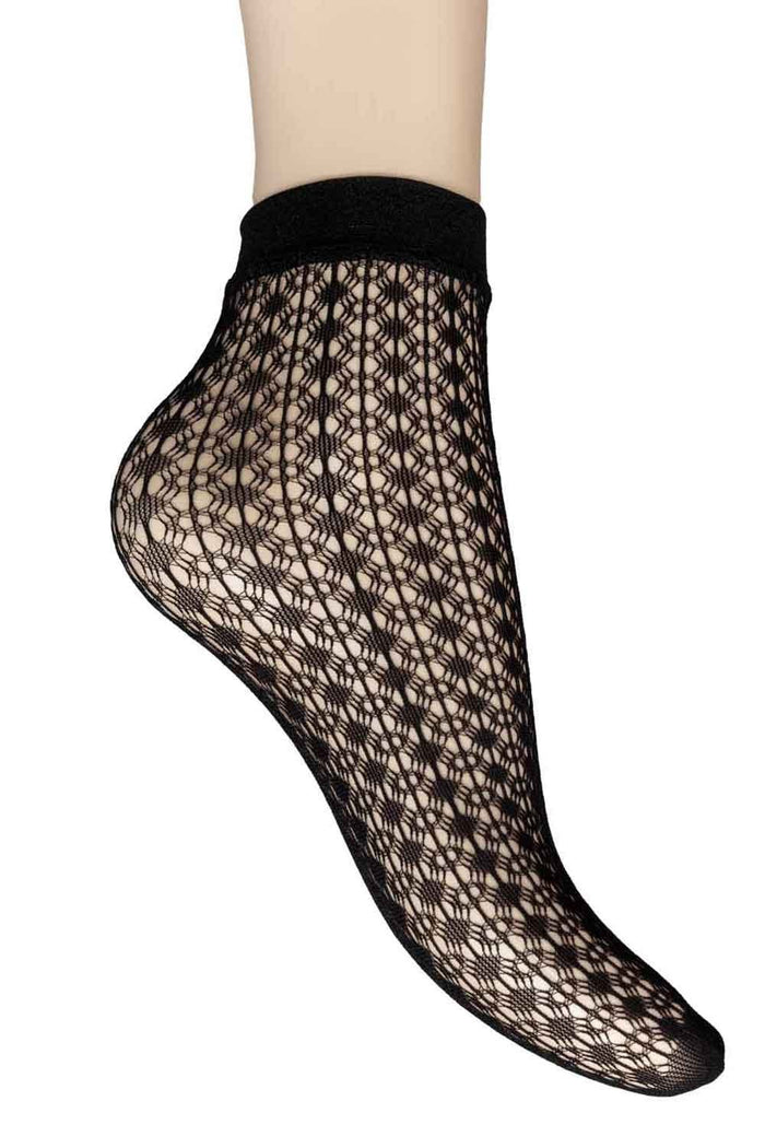 Black lace sock on a white background
