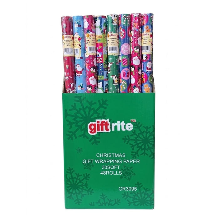 GiftRite Christmas Gift Wrapping Paper, 30 SF, Wholesale