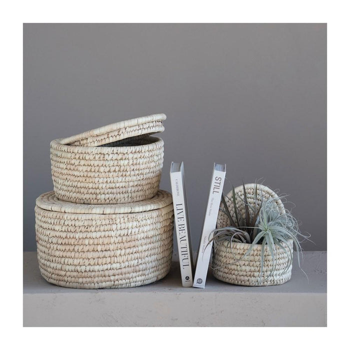 Grass Basket with Lid - Madison's Niche