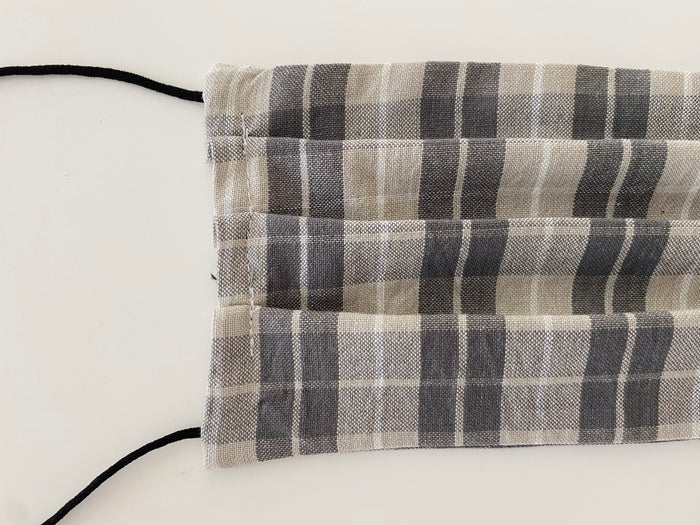 Grey checks re- usable adjustable face cover