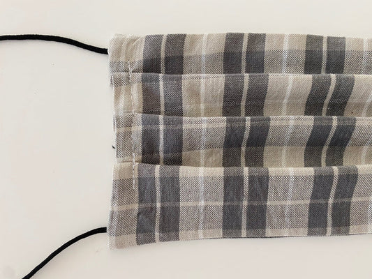 Grey checks re- usable adjustable face cover