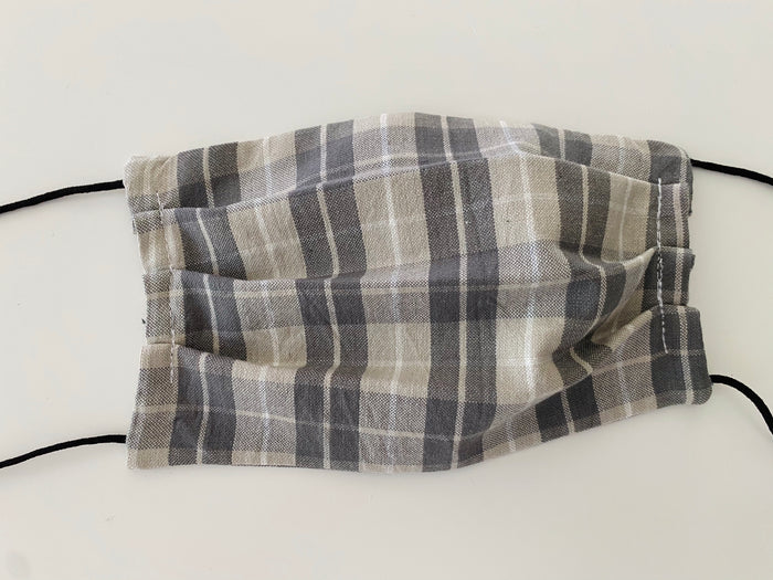 Grey checks re- usable adjustable face cover