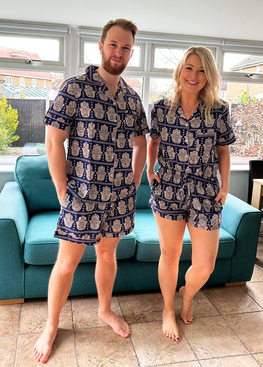Hamsa Hand Pyjama set with elastic bottoms - SHORT set