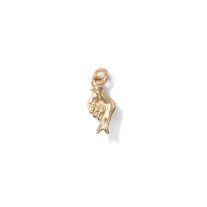 Hand Heart Charm, 14k Solid Yellow Gold