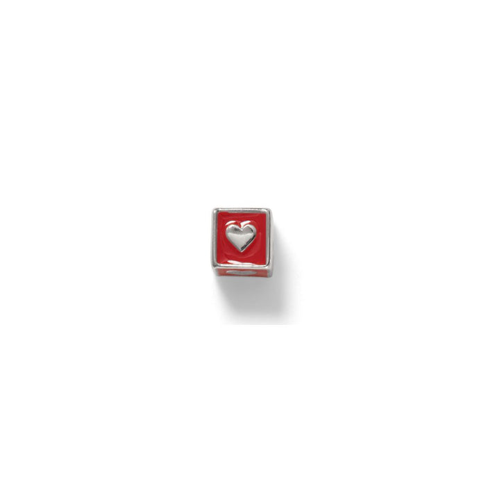 Heart Bead Charm, Sterling Silver