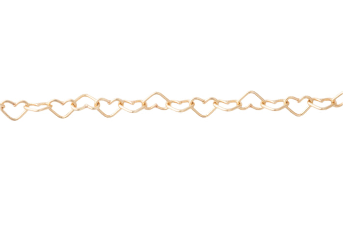 Heart Chain, 14k Solid Yellow Gold By the Inch