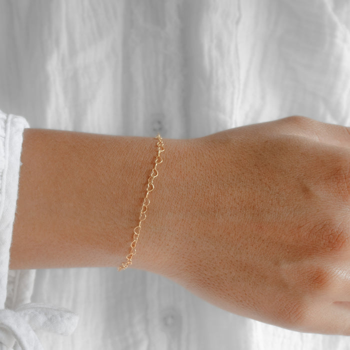 Heart Chain, 14k Solid Yellow Gold By the Inch