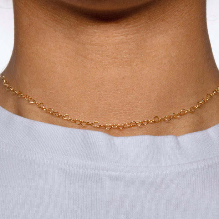Heart Chain, 14k Solid Yellow Gold By the Inch