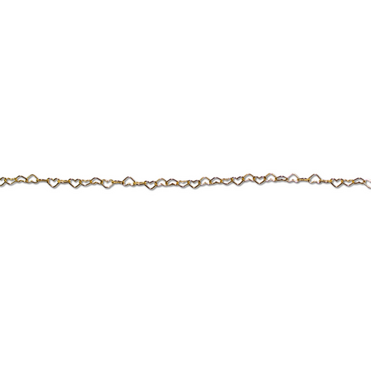 Permanent Jewelry, heart chain, gold filled, sold by the inch