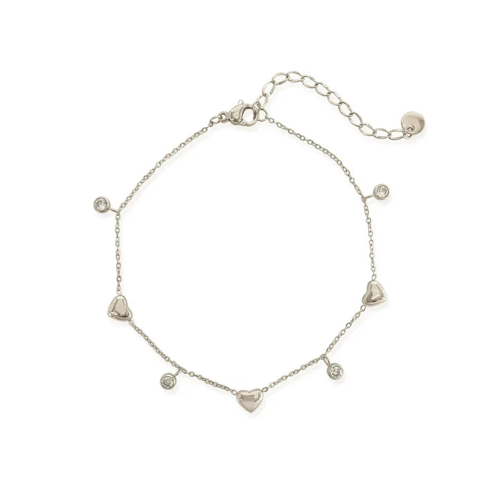 Heart Water Resistant Anklet in Silver - Madison's Niche