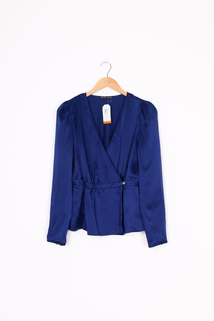 Helen Cherry Womens Blue Blouse Size S