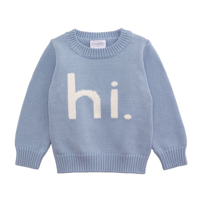 "Hi" Blue Sweater - Madison's Niche