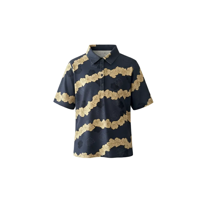 "Ho'onani" Gray- OGA Youth Polo - Obsidian / Gold