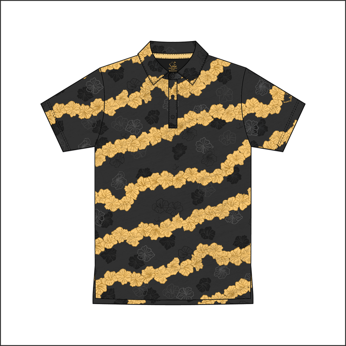 "Ho'onani" Gray- OGA Youth Polo - Obsidian / Gold