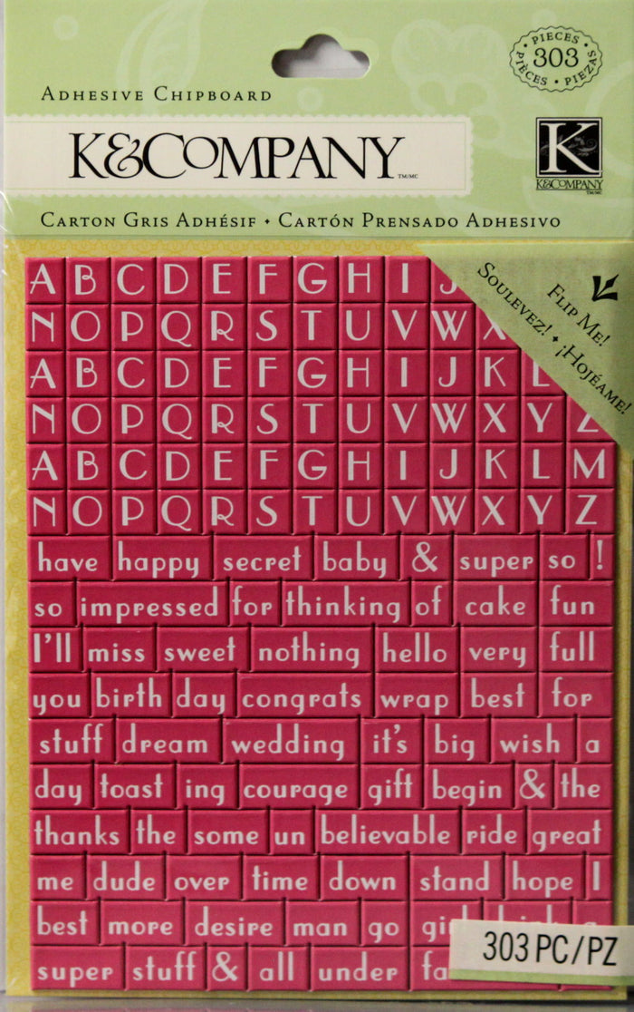 K & Company RL Pink Alphabet Adhesive Chipboard Stickers