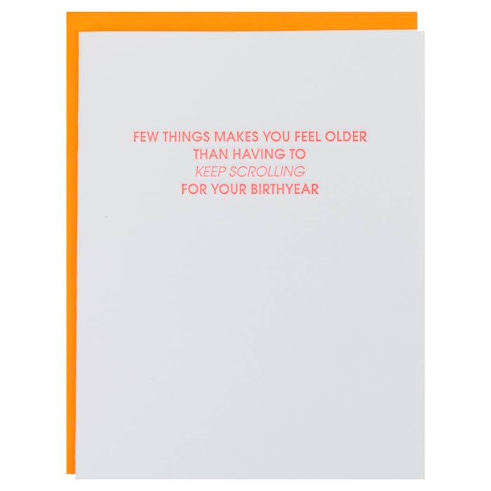 Keep Scrolling -Funny Birthday Letterpress Greeting Card.