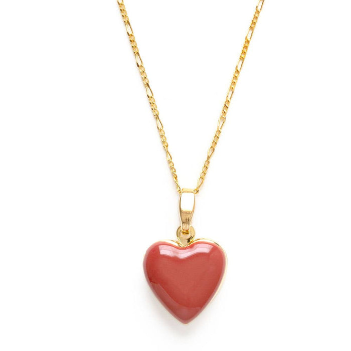 Large Enamel Heart Locket: Beige
