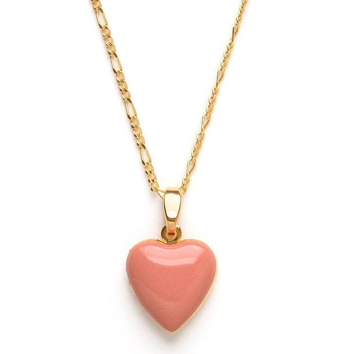 Large Enamel Heart Locket: Beige