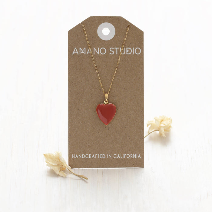 Large Enamel Heart Locket: Beige