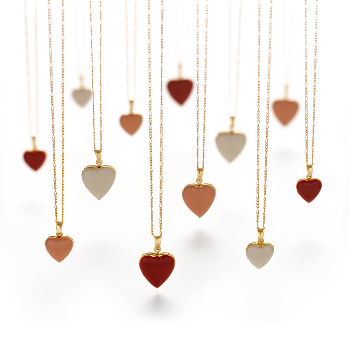 Large Enamel Heart Locket: Rose