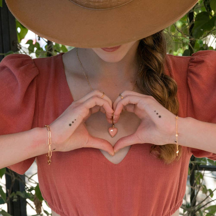 Large Enamel Heart Locket: Rose