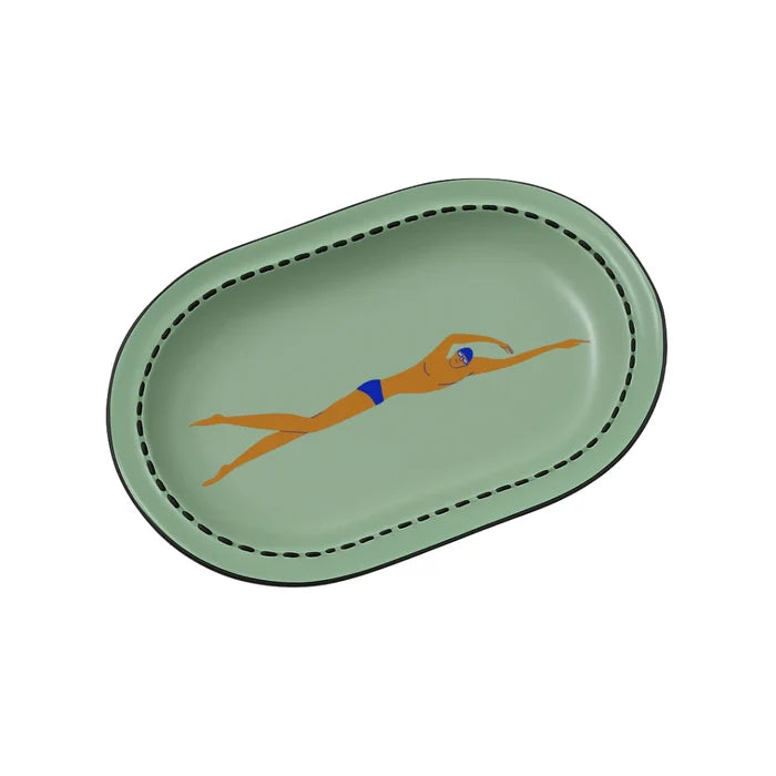 LARGE SERVING PLATE in Lane Swimmer Pistachio by AITCH.