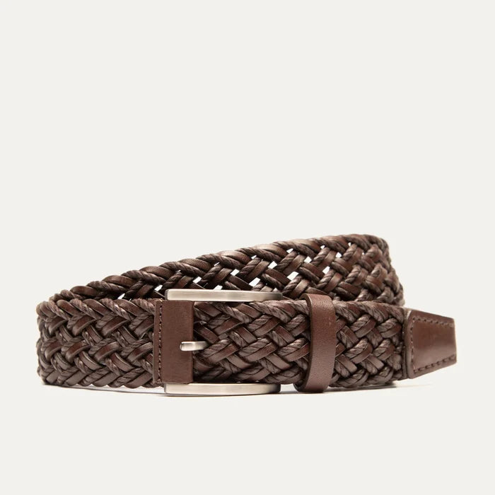 Leather Braided Waxed Cord Belt in Brown - Madison's Niche