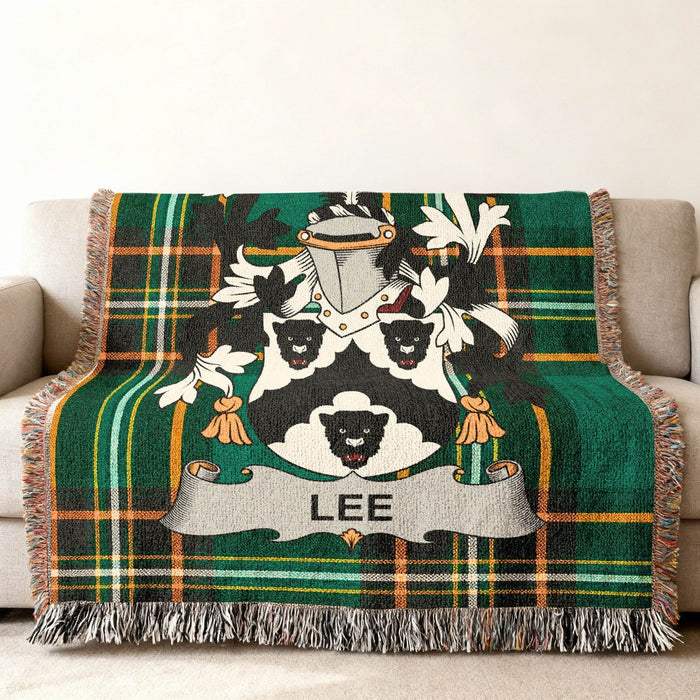 Lee crest woven into an Irish National Tartan cotton throw.